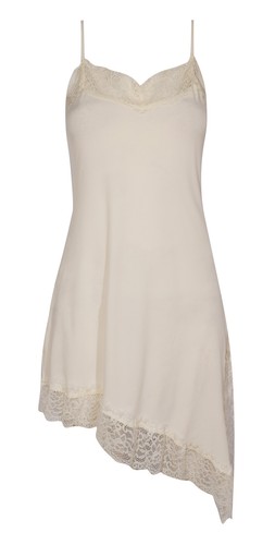Cream Jersey Lace Trim Asymmetric Hem Cami Dress £27.99