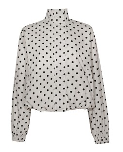 White Polka Dot Bubble Hem Zip Lightweight Jacket £35.99