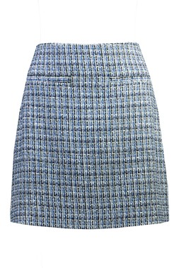 Blue Check Boucle Mini Skirt