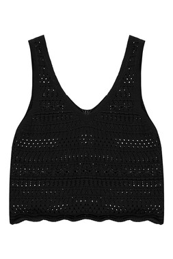 Black Crochet Vest Jumper