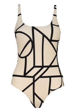 Multi White Geo Swimsuit
