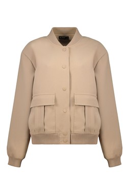 Neutral Cropped Popper Jacket