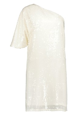 White Sequin One Shoulder Dress