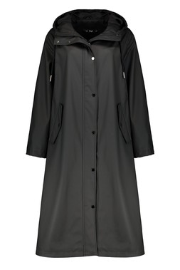Black Maxi Rubber Raincoat