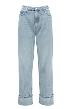 Navy Turn Up Wide Leg Jean