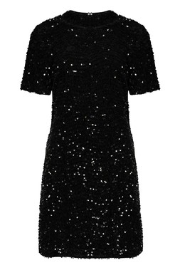 Black Sequin Velvet Mini Dress
