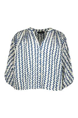 Blue Stripe Zip Zag Batwing Sleeve Blouse