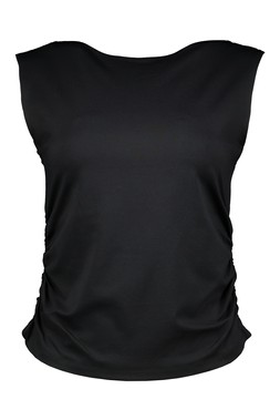 Black Slinky Ruched Top