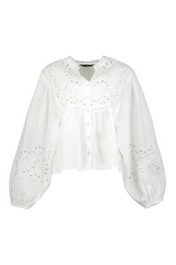 White Broderie Long Sleeve Blouse