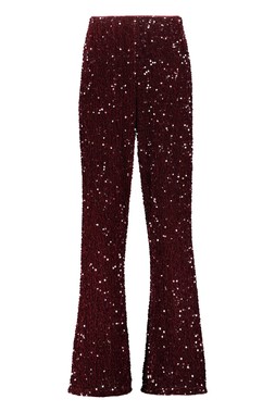 Burgandy Velvet Wide Leg Trouser