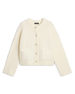 Cream Boucle Crew Pocket Cardigan