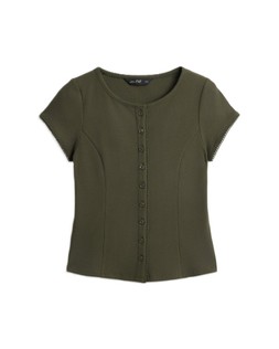 Khaki Button Through Top