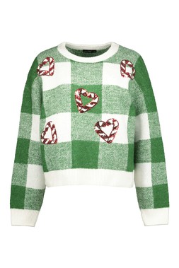 Green Check Candy Cane Jumper