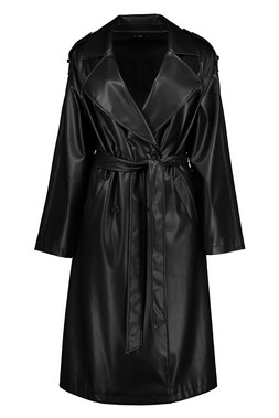 Black PU Trench Coat