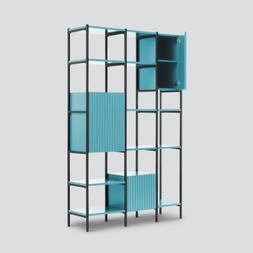 Dwell Viggo shelving unit in teal, available at DFS