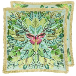 CELASTRINA EMBROIDERED TURQUOISE COTTON CUSHION CCDG1503