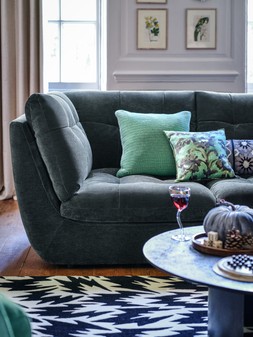 GET YER FREAK ON - The Cocoon 3 Seater in Textured Chenille Ink, £1699 & Adler Swivel Chair in Casual Chenille Pine, £499.