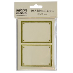Packet of 10 Large Self-Adhesive Labels with Bawden Green Border