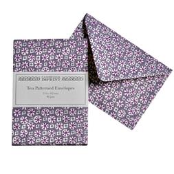 Packet of Ten Patterned Envelopes in Sea Urchin French Lavender