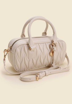 Cream Quilted Bowler Bag