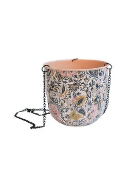 2025MAISIE VINTAGE PATTERN BLUSH METAL HANGING PLANTER D18.5CM £24.99