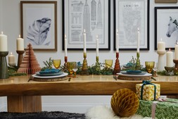 BOWEN PILLAR CANDLE HOLDER IN LINEN AND MOSS, BOWEN CANDLE PLATE IN LINEN ABND MOSS £7.99 TO £24.99