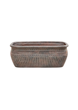 OUTDOOR TUSCAN MOCHA TERRACOTTA RIBBED TROUGH H13CM W35CM
