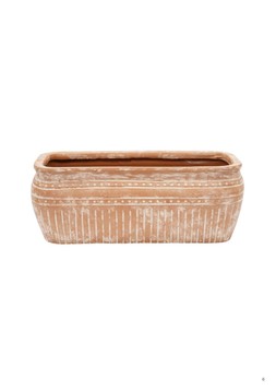 OUTDOOR TUSCAN TERRACOTTA RIBBED TROUGH H13CM W35CM