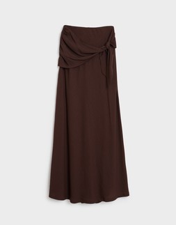 Tie Sash Midi Skirt in Chocolate Brown
