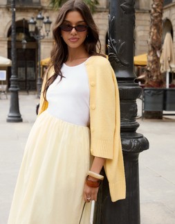 Yellow Gathered Waist Maxi Skirt