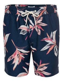 Navy Tropical Leaf Print Quick Dry Swim Shorts