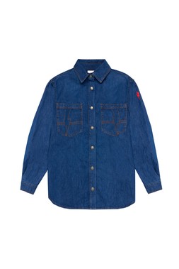 Mid Wash Indigo Relaxed Denim Shirt