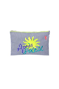 White with Navy Stripe Apres Soleil Large Swag Bag