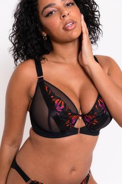 MESMERISE PLUNGE BRA (30E-J, 32-40DD-J) $91.00, &pound;48.00, &euro;60.00,CAD$118.00 & MESMERISE BRAZILIAN BLACK BRIEF (S-XL) $51.00, &pound;25.00, &euro;39.00, CAD$68.00