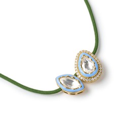 TRUE UNION - KHAKI, PERIWINKLE BLUE & GOLD NECKLACE - RRP £289 www.vixiiworld.com