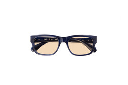 Maclean in Stone Blue with custom Tangerine lenses