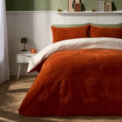 OHS Tufted Pumpkin Teddy Duvet Cover Set - Burnt Orange - £25