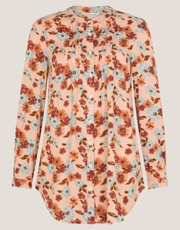 Olive Floral Print Blouse Ivory