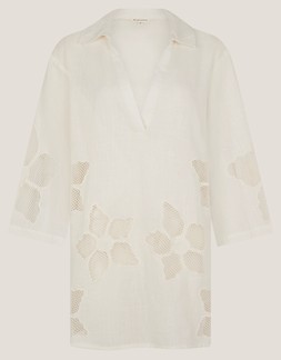 Joanna Cutwork Beach Shirt Ivory