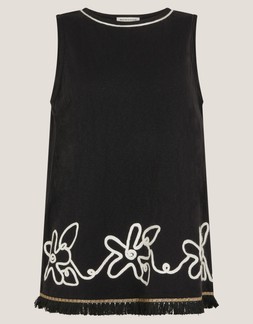 Sara Sleeveless Embroidered Top Black