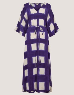 Halia Artisanal Tie-Dye Midi Kaftan Blue