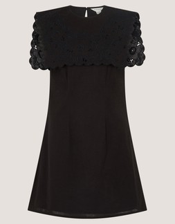 Lexi Embroidered Bib Mini Dress Black