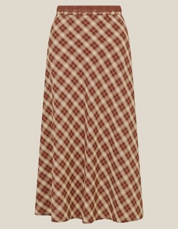 Frankie Check Print Midi Skirt Brown