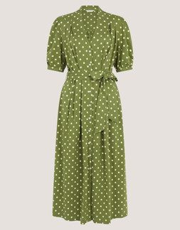 Kasey Polka Dot Jersey Midi Dress Green