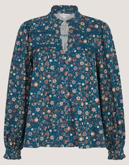 Francine Floral Jersey Blouse Teal