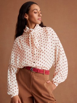 Esme Polka Dot Shirt & Scarf Ivory