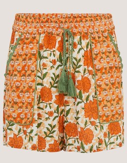 Carris Floral Scallop Shorts Orange