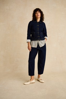 Dina Darted Barrel Jeans Blue