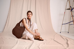 Hari Scoop Raffia Shoulder Bag Brown