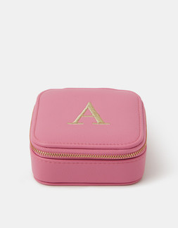 Mini Square Initial Jewellery Box Pink